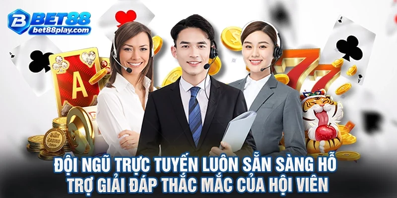 Đội ngũ trực tuyến luôn sẵn sàng hỗ trợ giải đáp thắc mắc của hội viên